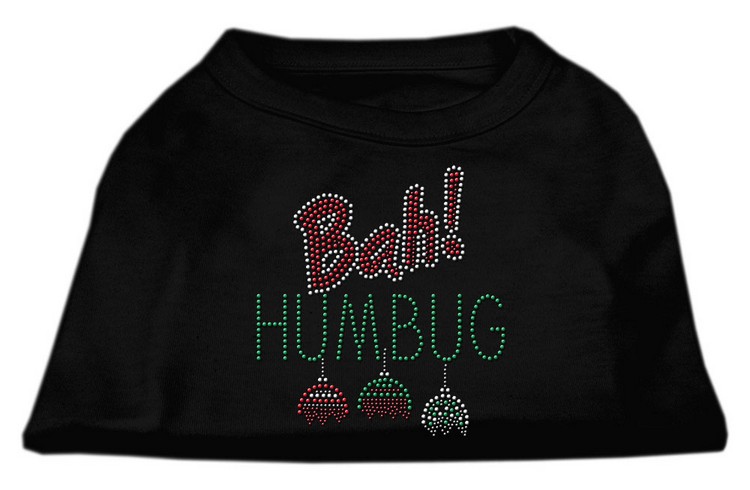 Bah Humbug Rhinestone Dog Shirt Black XS